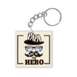 Papa You're My Hero Keychain