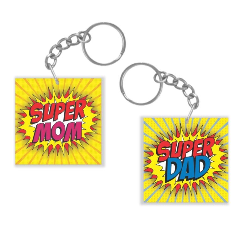 Super Mom Dad Couple Keychain Keyring
