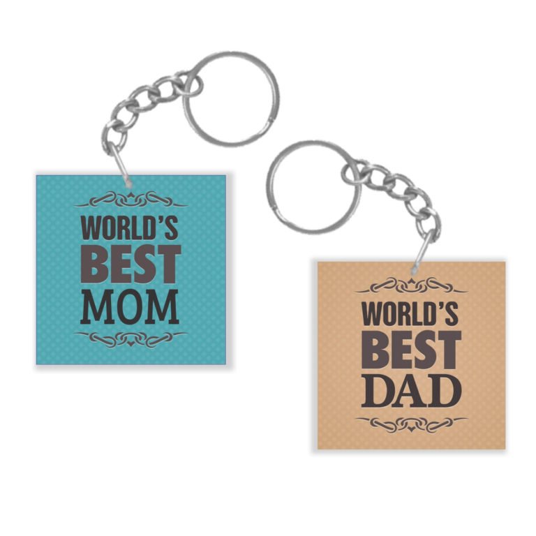 Worlds Best Mom Dad Couple Keychain Keyring