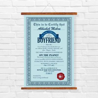 Surprise him with an Award Canvas Scroll for being the best boyfriend and show him how much you care and appreciate him. Let him know that his efforts are never gone unnoticed. It is cute, funny and thoughtful. This will definitely make him feel seen, loved and valued. He’ll treasure this gift forever.