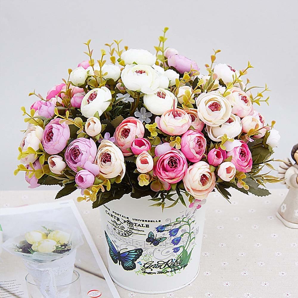 Artificial Flowers Silk tea roses Bride bouquet for Christmas Artificial Flowers Silk tea roses Bride bouquet for Christmas