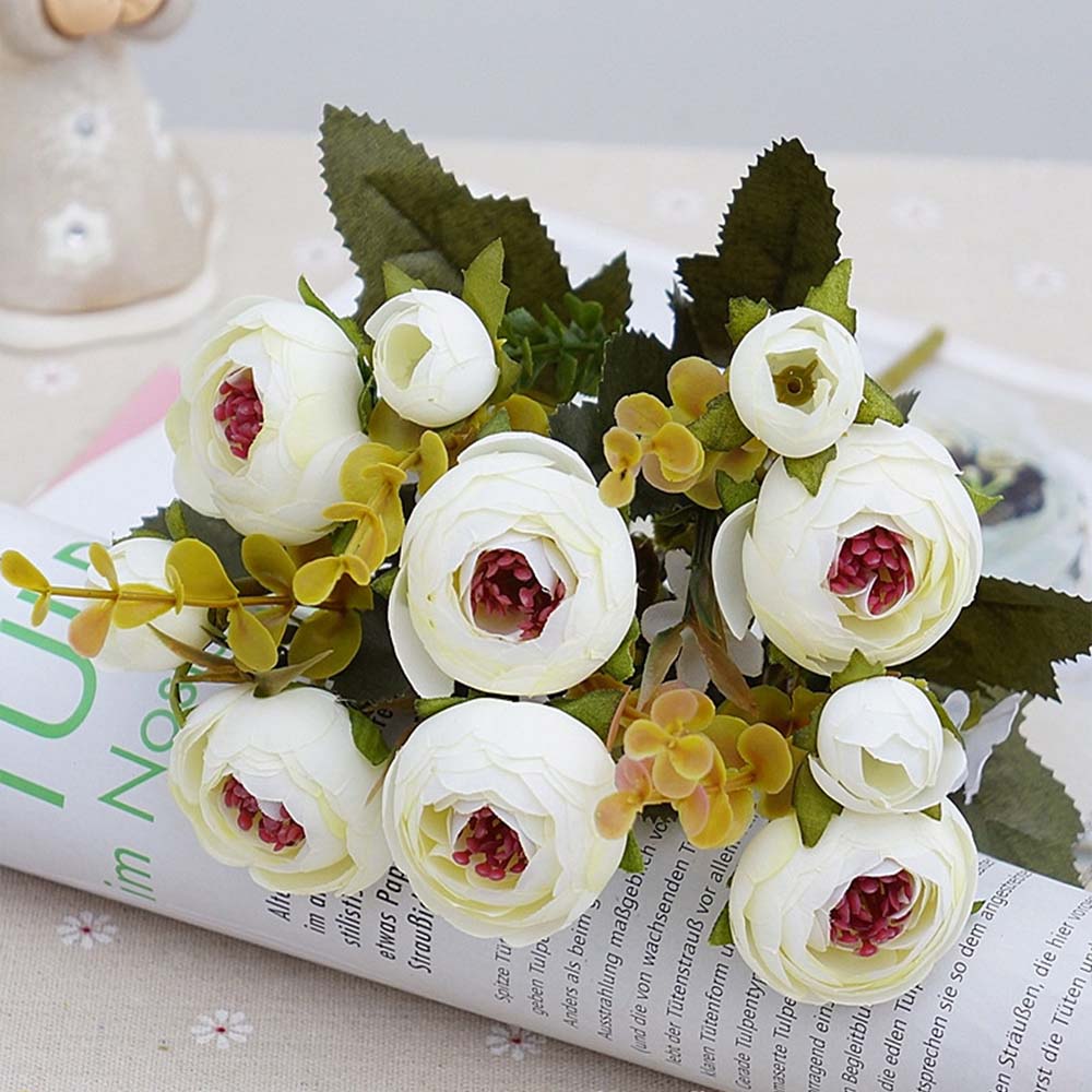 Artificial Flowers Silk tea roses Bride bouquet for Christmas Artificial Flowers Silk tea roses Bride bouquet for Christmas