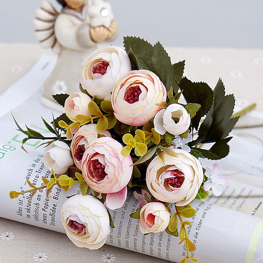 Artificial Flowers Silk tea roses Bride bouquet for Christmas Artificial Flowers Silk tea roses Bride bouquet for Christmas