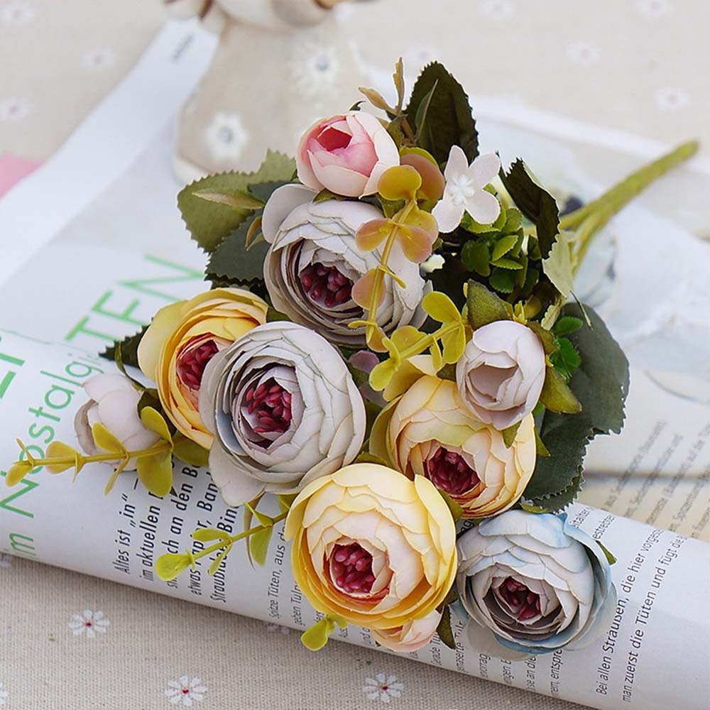 Artificial Flowers Silk tea roses Bride bouquet for Christmas Artificial Flowers Silk tea roses Bride bouquet for Christmas