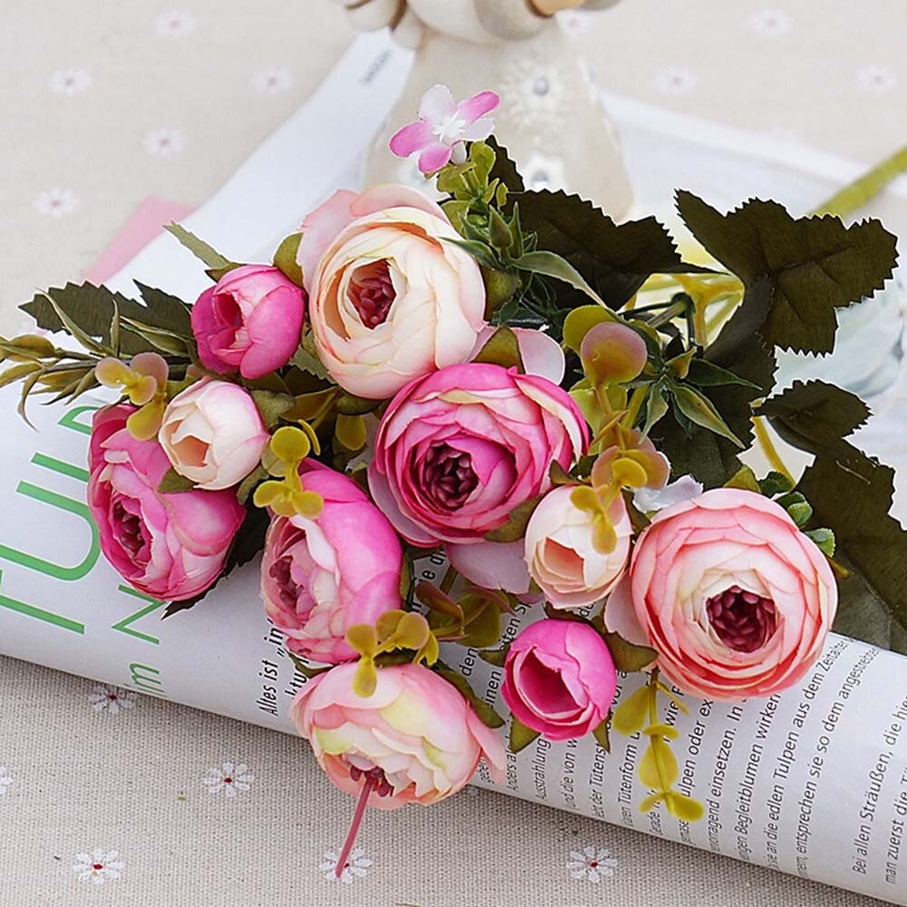 Artificial Flowers Silk tea roses Bride bouquet for Christmas Artificial Flowers Silk tea roses Bride bouquet for Christmas