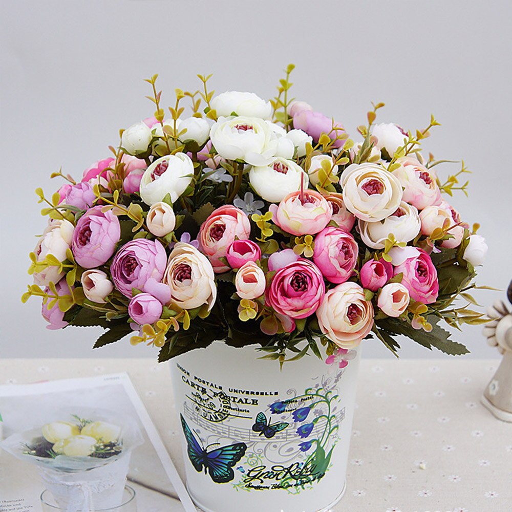 Artificial Flowers Silk tea roses Bride bouquet for Christmas Artificial Flowers Silk tea roses Bride bouquet for Christmas