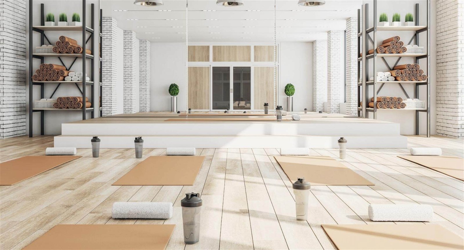 New yoga studio set up for a class