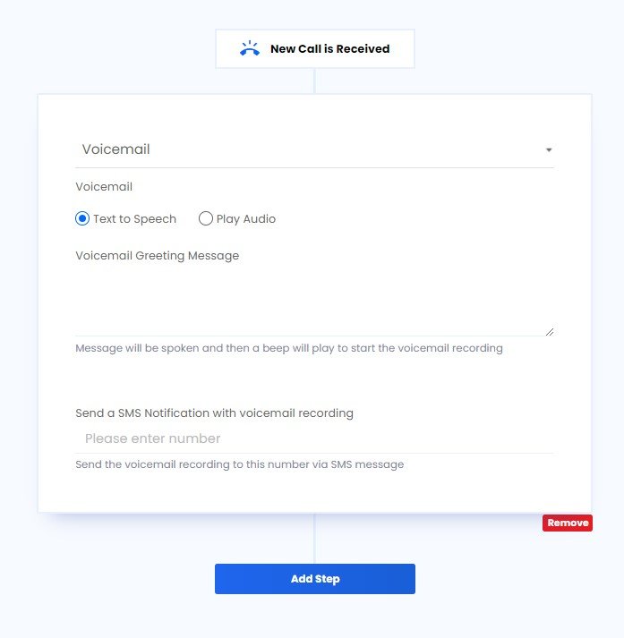 Call Flow Voicemail Options