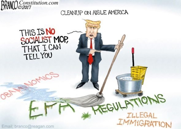 Cleanup On Aisle America - A.F. Branco political cartoon