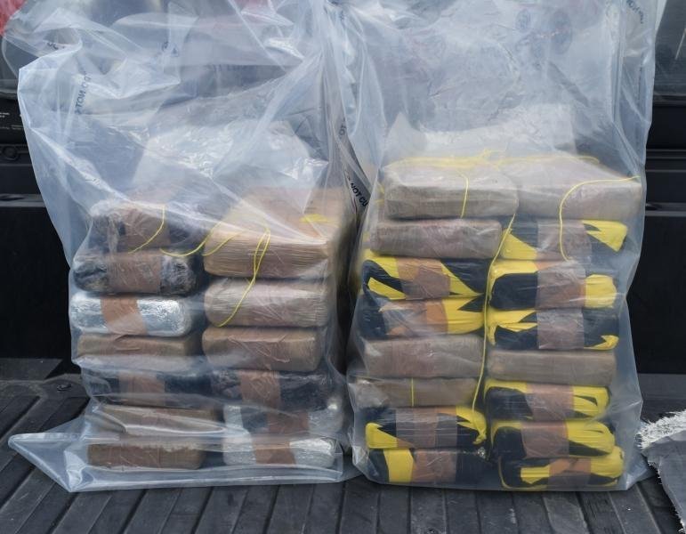 Packages containing nearly 70 pounds of cocaine seized by CBP officers at Veterans International Bridge.