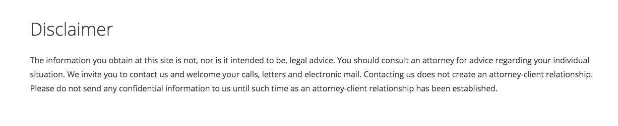An Example of a Law Firm Disclaimer