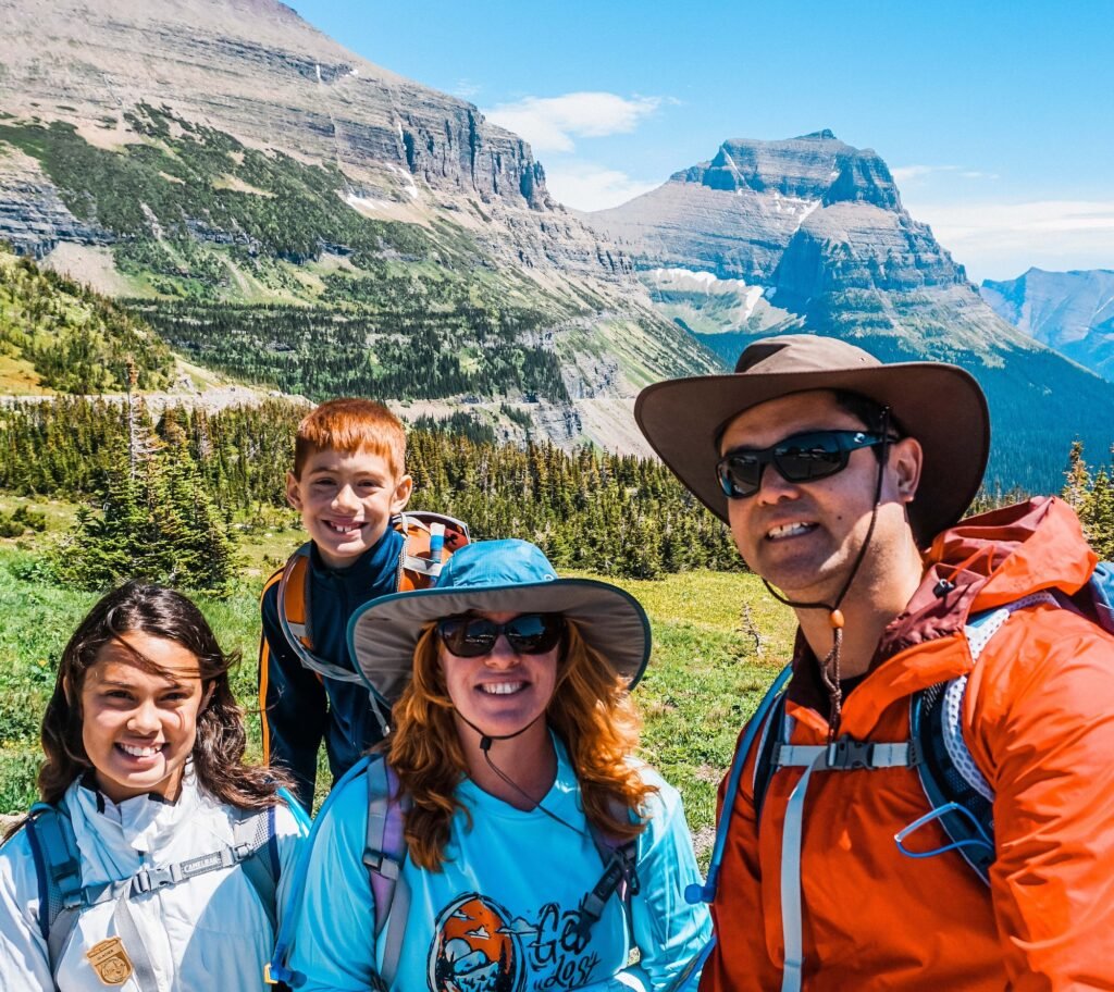 Mark Collett and his family at Logan Pass in Montana within Glacier National Park.
