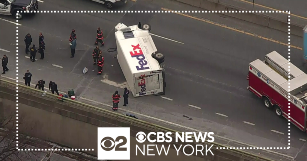 1 hurt in crash involving FedEx truck - CBS New York - CBS News