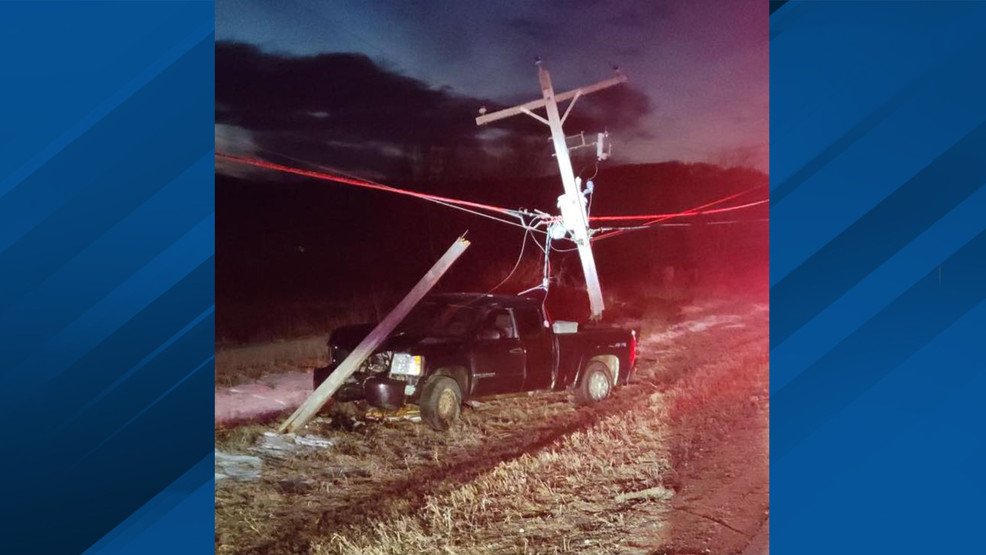 Benzie County road reopens after truck collides with power pole, snapping it in half - UpNorthLive.com