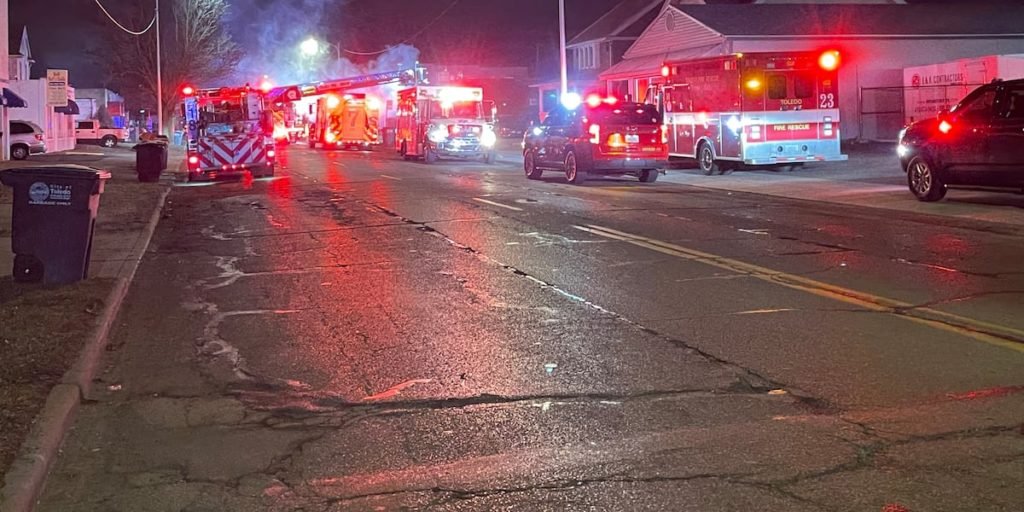 Truck crashes into building on Sylvania Ave., catches fire - WTVG