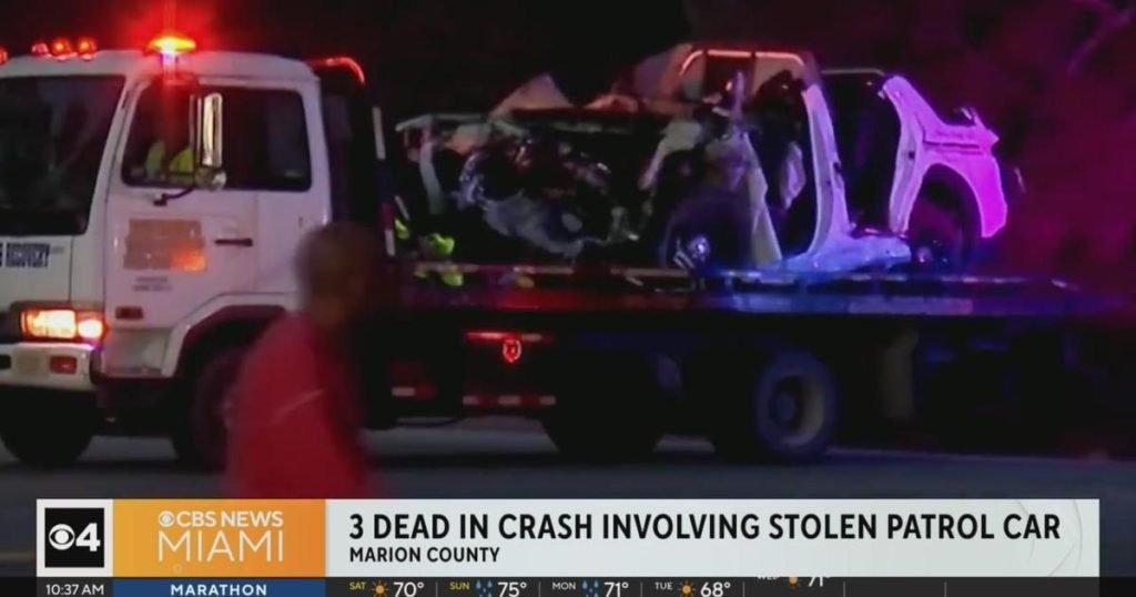 3 dead in Marion County crash involving stolen patrol car - CBS News