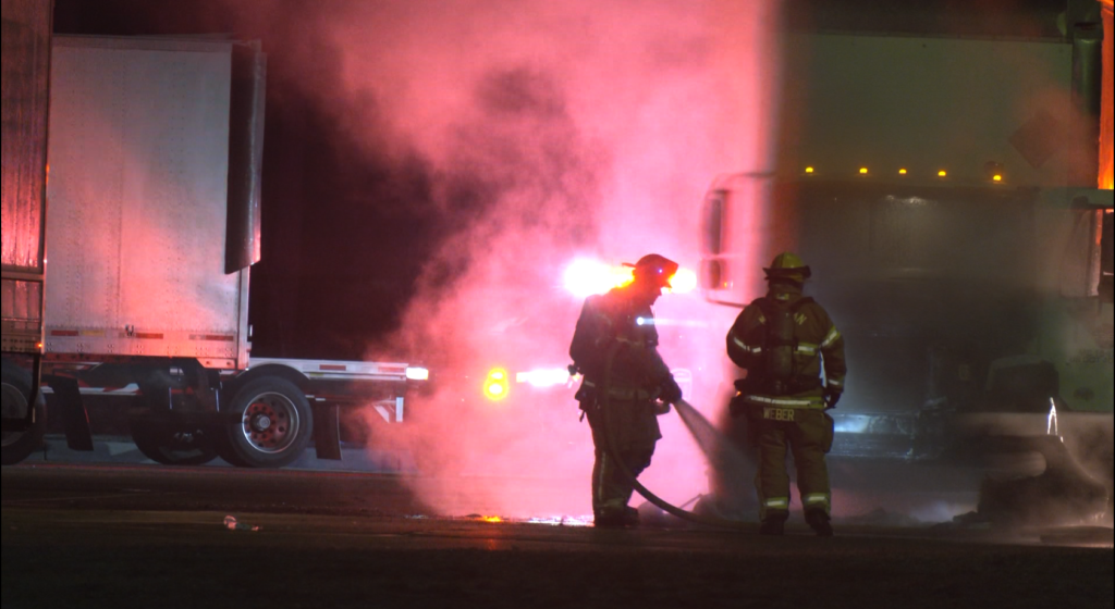 Semi-truck cab fire extinguished in rest area - WLNS