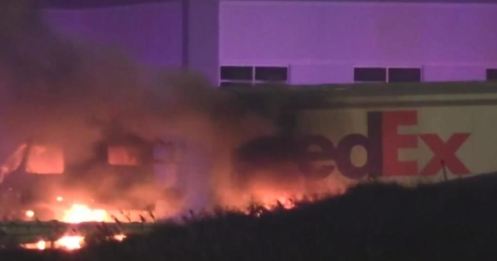 FedEx truck driver dies after being thrown from vehicle during fiery crash in north Chicago suburb - CBS News