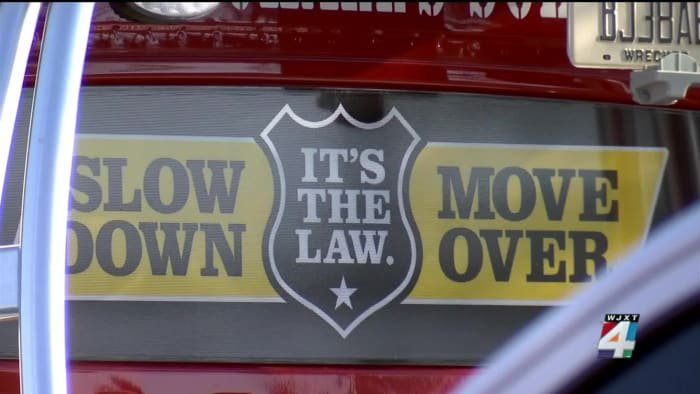 Dozens of tow trucks drive across Acosta Bridge, bring awareness to 'Move Over Law' - WJXT News4JAX