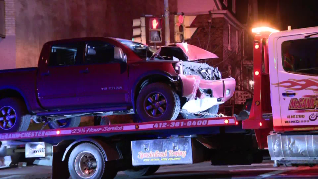 1 person in the hospital after pickup truck hits pole in Pittsburgh - WTAE Pittsburgh