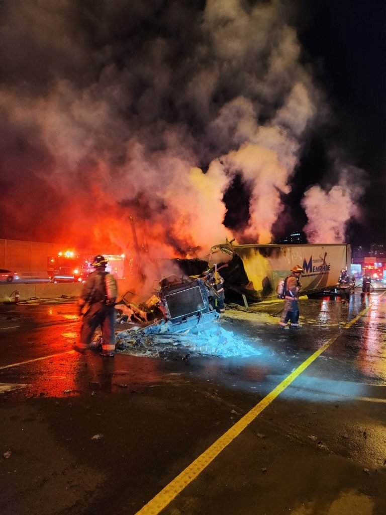 Truck operator charged with careless driving after fiery crash snarls traffic on Highway 401 - Yahoo News Canada