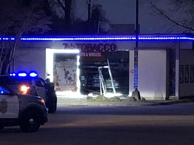 Stolen car crashes into store on S. Wilmington Street in Raleigh - WRAL News