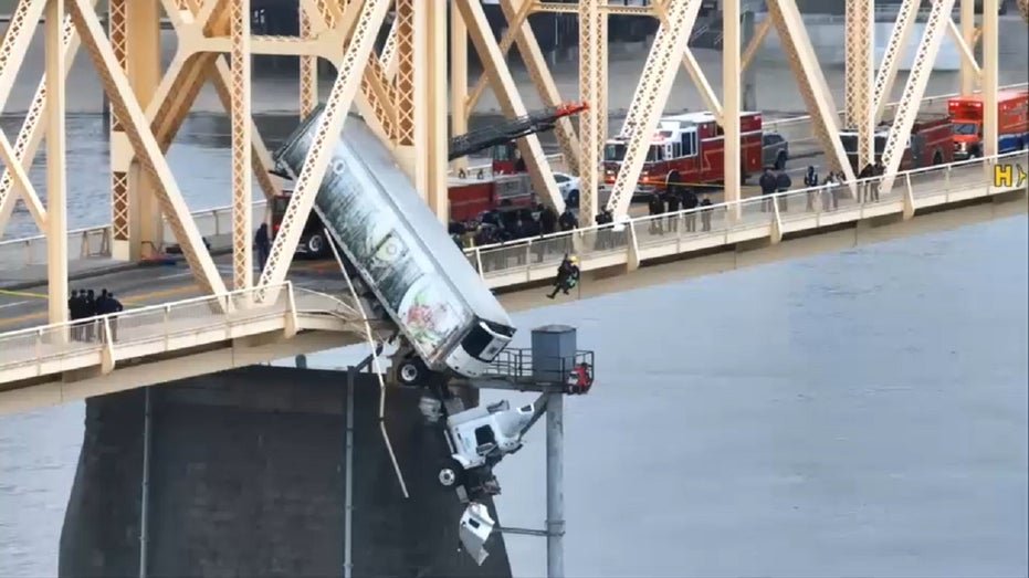 Kentucky semi-truck driver dangling from bridge had been struck by an oncoming vehicle, mayor says - Fox News