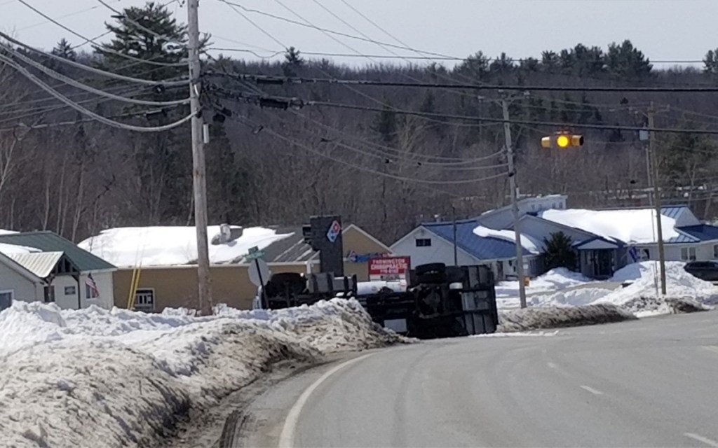 A propane truck rolled over and is leaking on Route 2 in Farmington - Lewiston Sun Journal