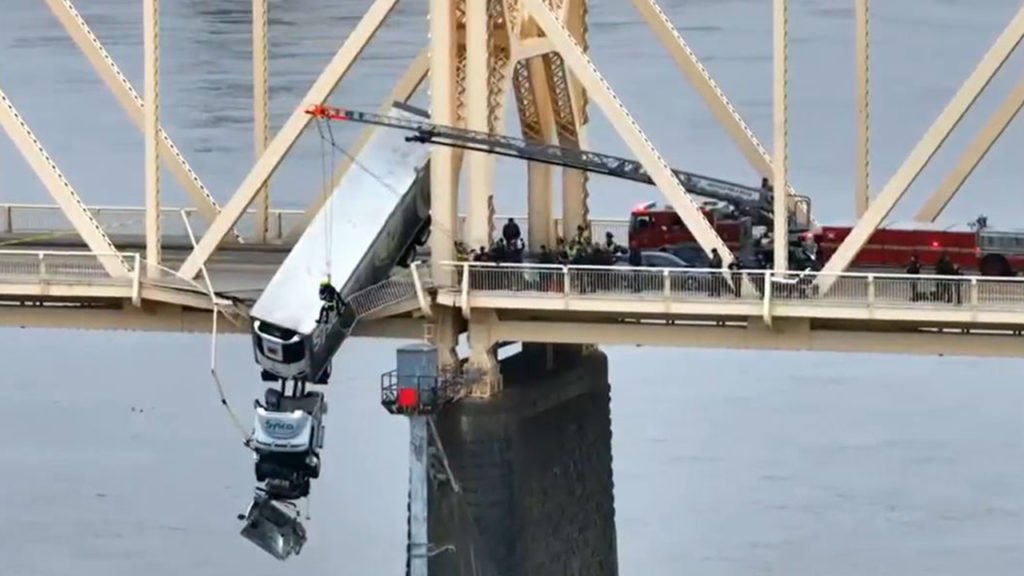 Louisville driver rescued from semi-truck hanging over Ohio River - LiveNOW from FOX