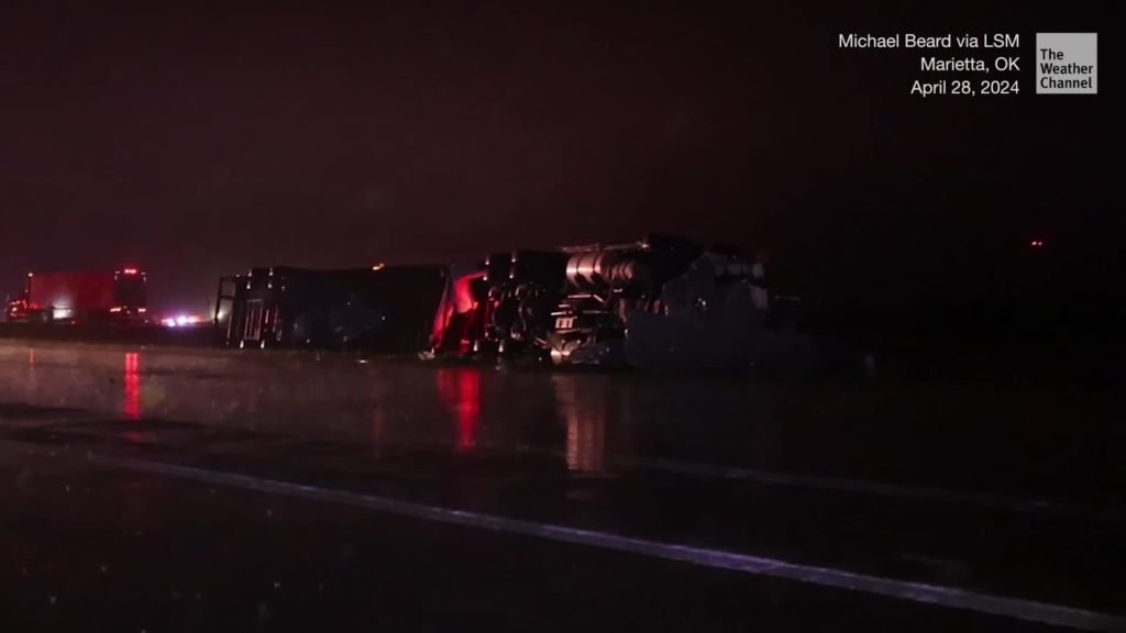 Semi-Truck Flipped Over On Oklahoma Interstate - Videos from The Weather Channel - The Weather Channel