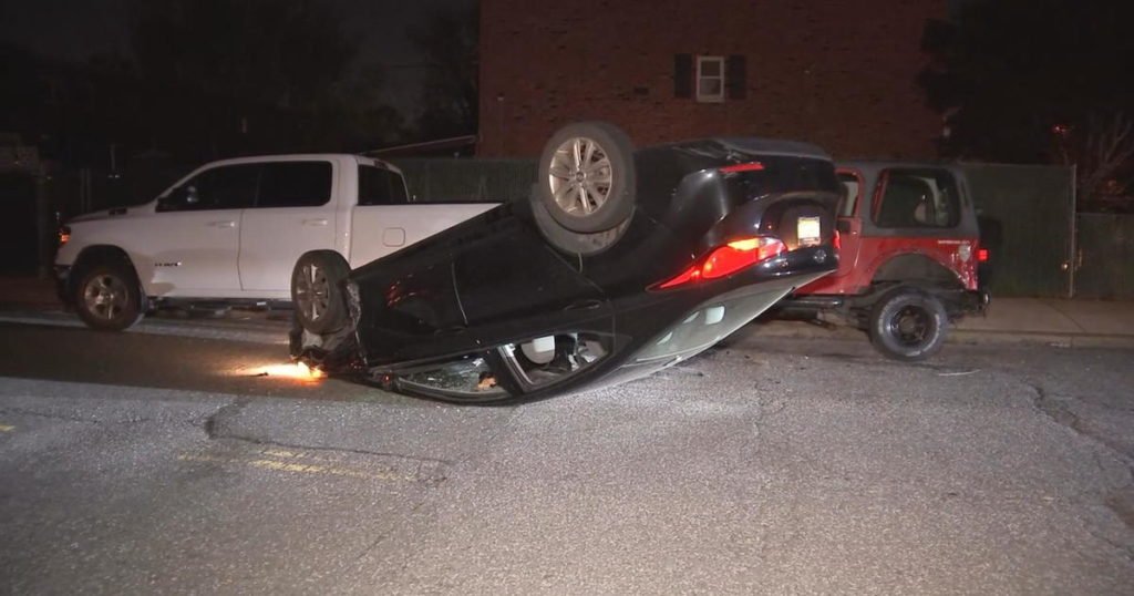 Video shows stolen car flipped onto its roof after crash in Philadelphia; 6 kids arrested - CBS Philly
