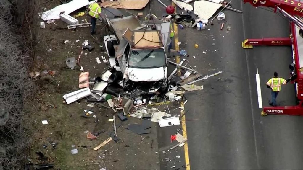 Box truck crashes, scatters debris across Interstate 495 in Berlin, Massachusetts - WCVB Boston