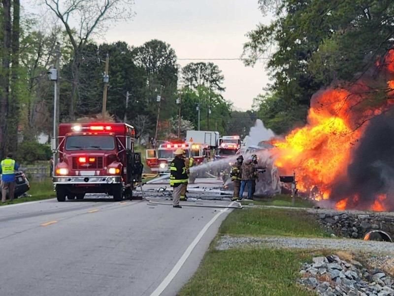 One man killed after tanker truck crashes, catches fire on NC 39 in Johnston County - WRAL News