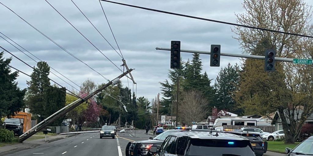 Car crash downs powerlines, closes NE Cornell Road - Fox 12 Oregon