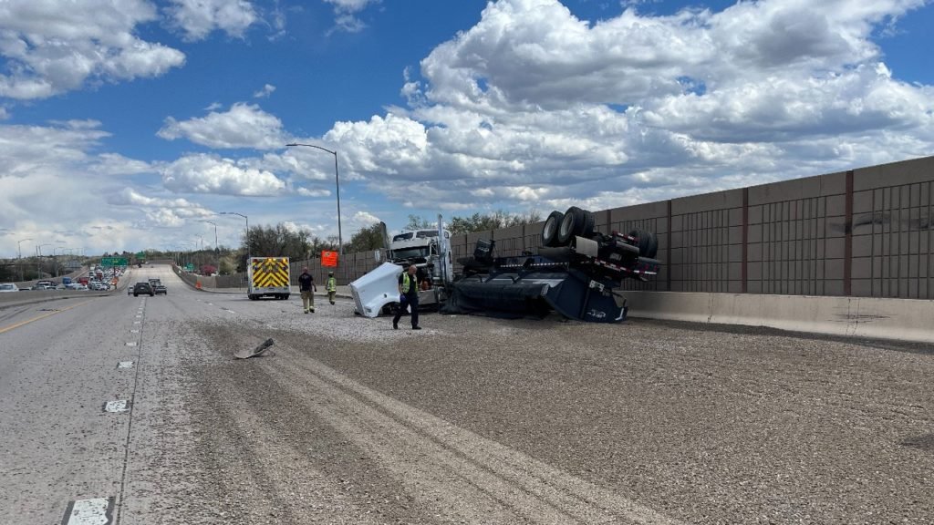 Semi truck crashes, spills gravel on I-70 in Wheat Ridge - FOX 31 Denver