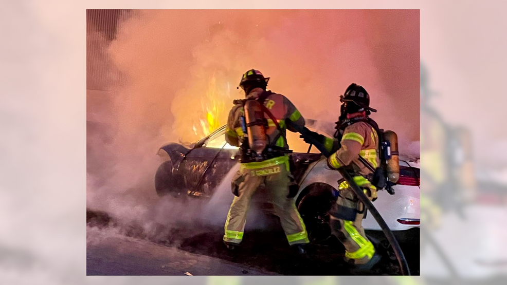 Fire engulfs car after Turnpike crash in Palm Beach County - WPEC