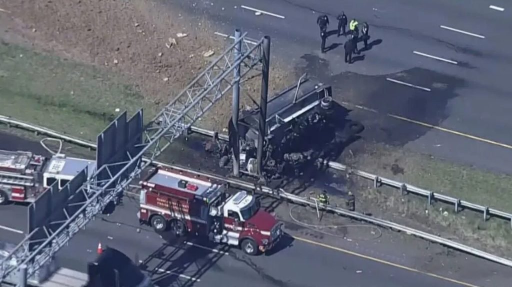 Fiery dump truck crash on Beltway in Prince George’s Co. sends 2 children, several other people to hospital - WTOP