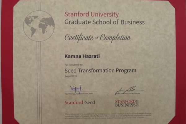 Stanford seed certificate- Kamna hazrati