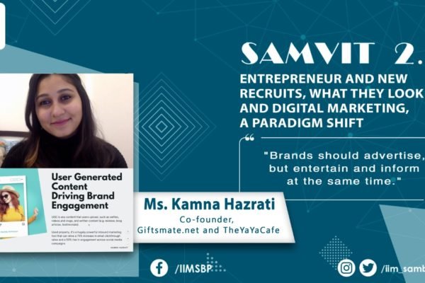 IIM Sambalpur Kamna Hazrati - entrepreneurship and paradigm shift in Digital Marketing