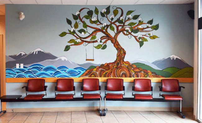 April Lacheur's mural commissioned by the Morgan Creek Medical Clinic in South Surrey 2017.
