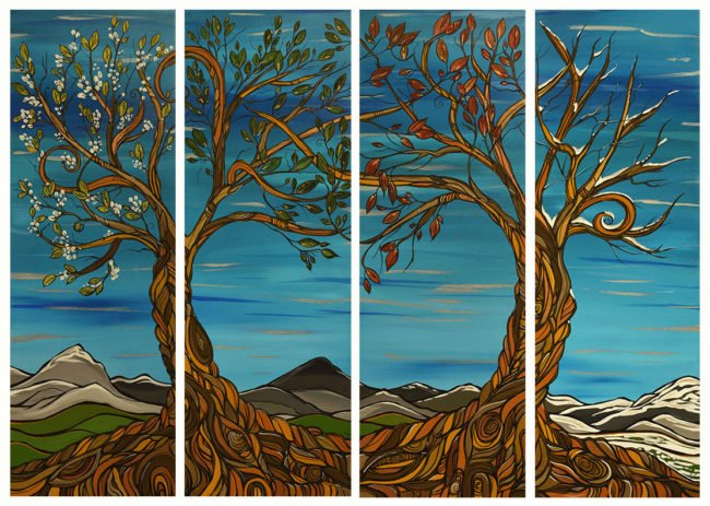 April Lacheur 'Live Seasons' acrylic on wood panels each panel 18x36