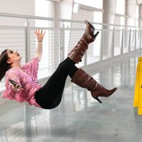 Woman falling on Wet Floor